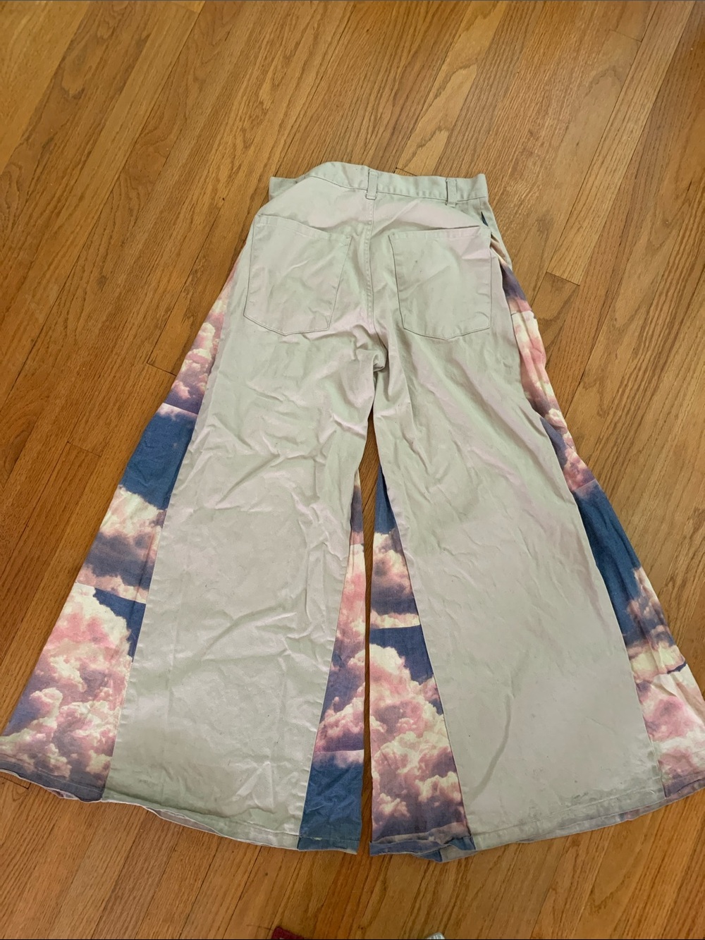 Vintage 1997 Auraze for Beau Baker Wide Leg Panel Rave Pants Cloud Print - Picture 8 of 16